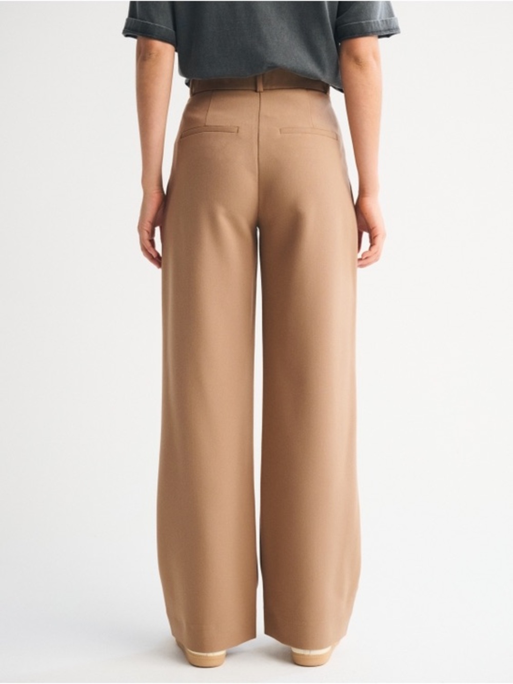 Abercrombie & Fitch Sloane Wide Leg Pants Womens 27 4L Long Tan Pleated Trouser - Picture 3 of 12